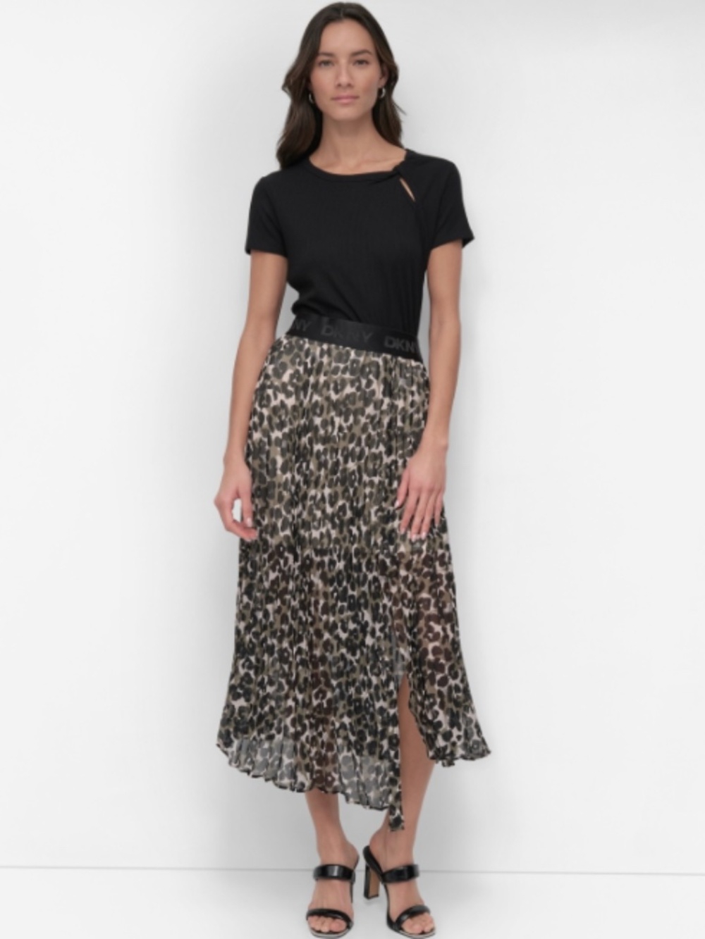 DKNY Women's Printed Chiffon Midi Skirt Size XS NWT